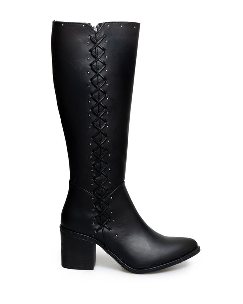 Bota Negra Campera Tiras Cruzadas 3084
